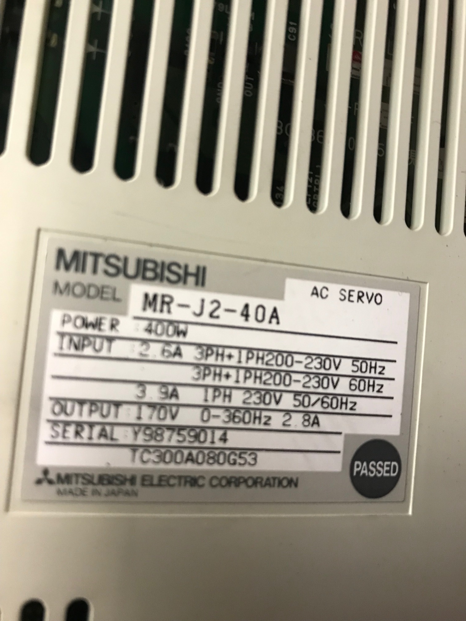 三菱 サーボアンプ MR-J2-40A | マシンライフ