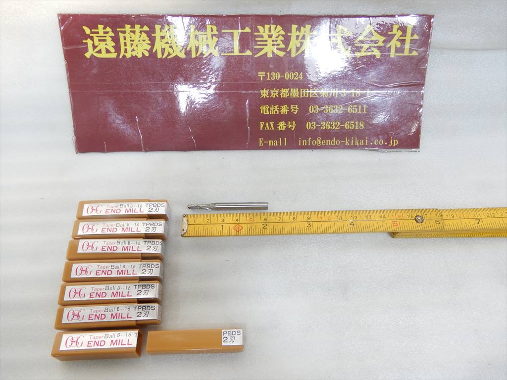 OSG 2枚刃テーパーボールエンドミル TPBDS　R2×1、5°　7本　未使用