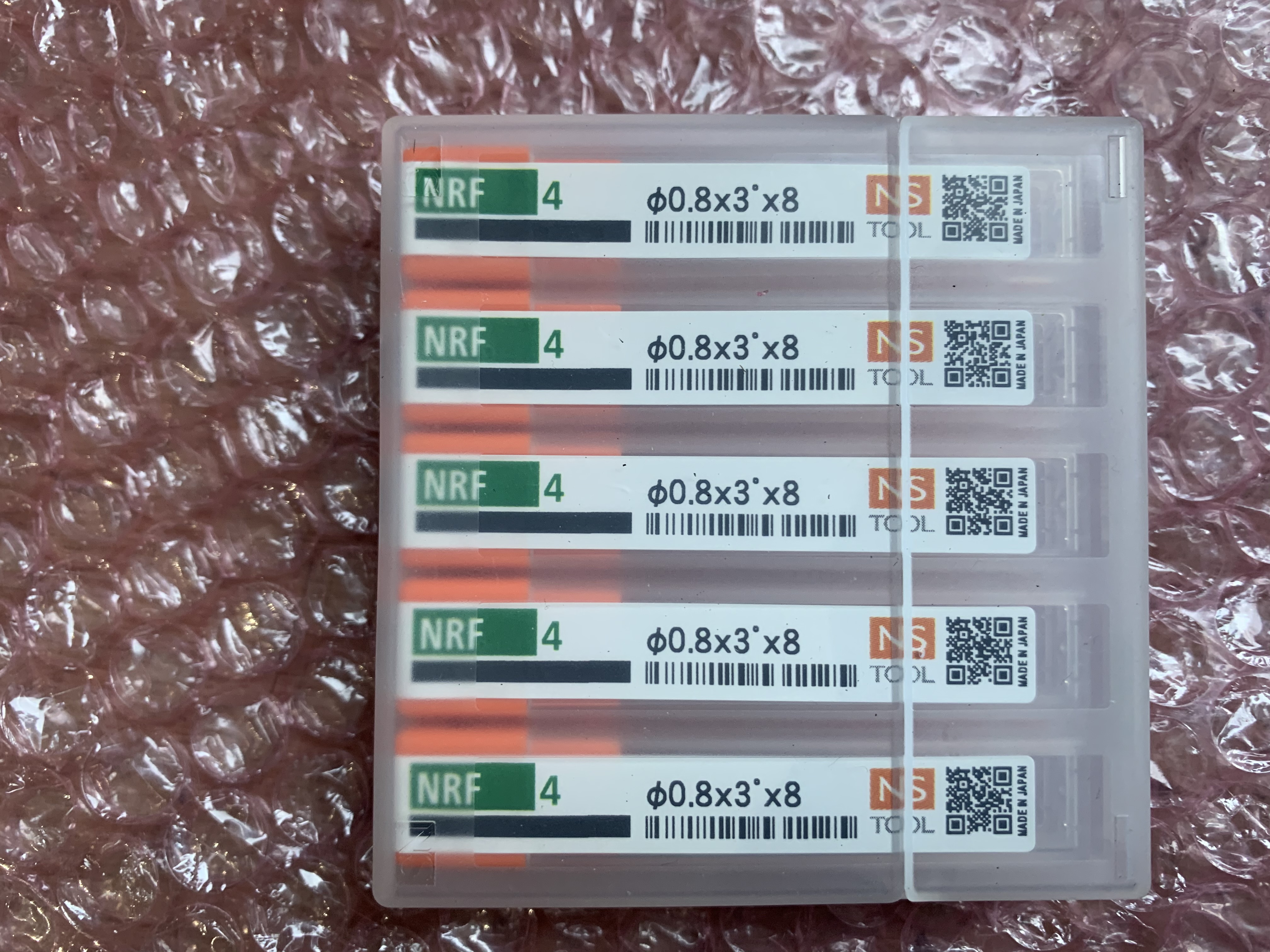 NS/日進工具 エンドミルセット NRF4-φ0.8x3x8 セット5個