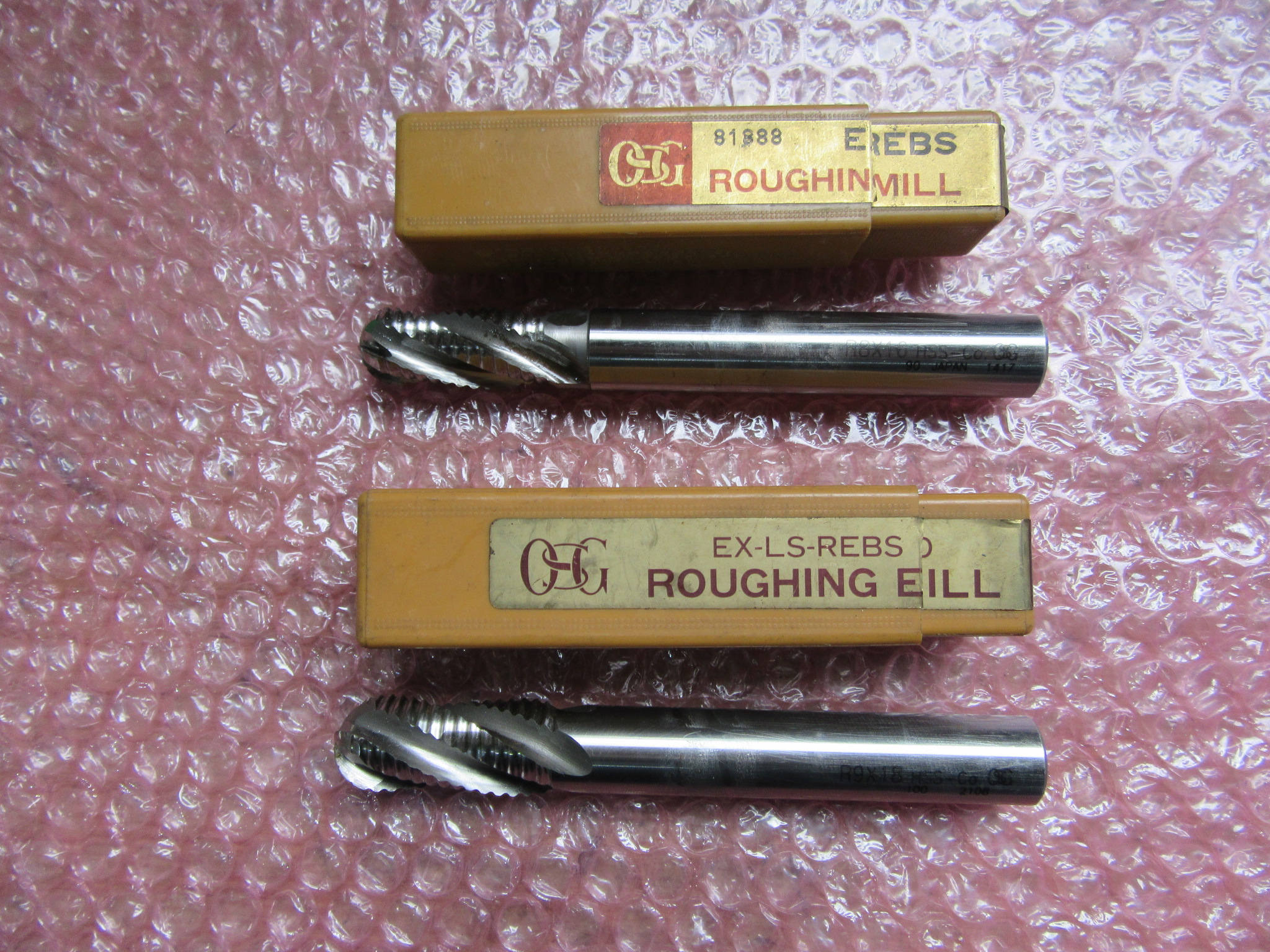 OSG オーエスジー 超硬エンドミル2個 (1)R8x16　(2)R9x18