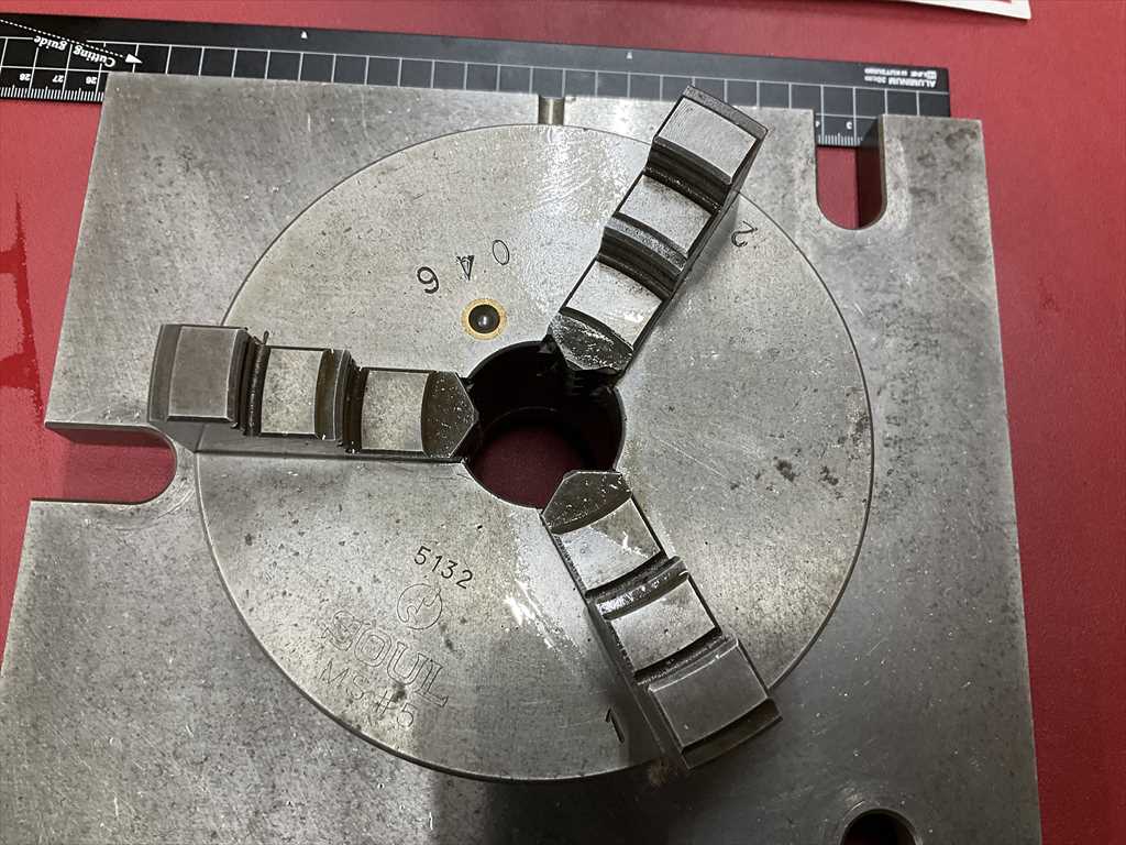 SOUL 3爪スクロールチャック MS#5　外径130mm　治具ベース付(250×223×20mm)