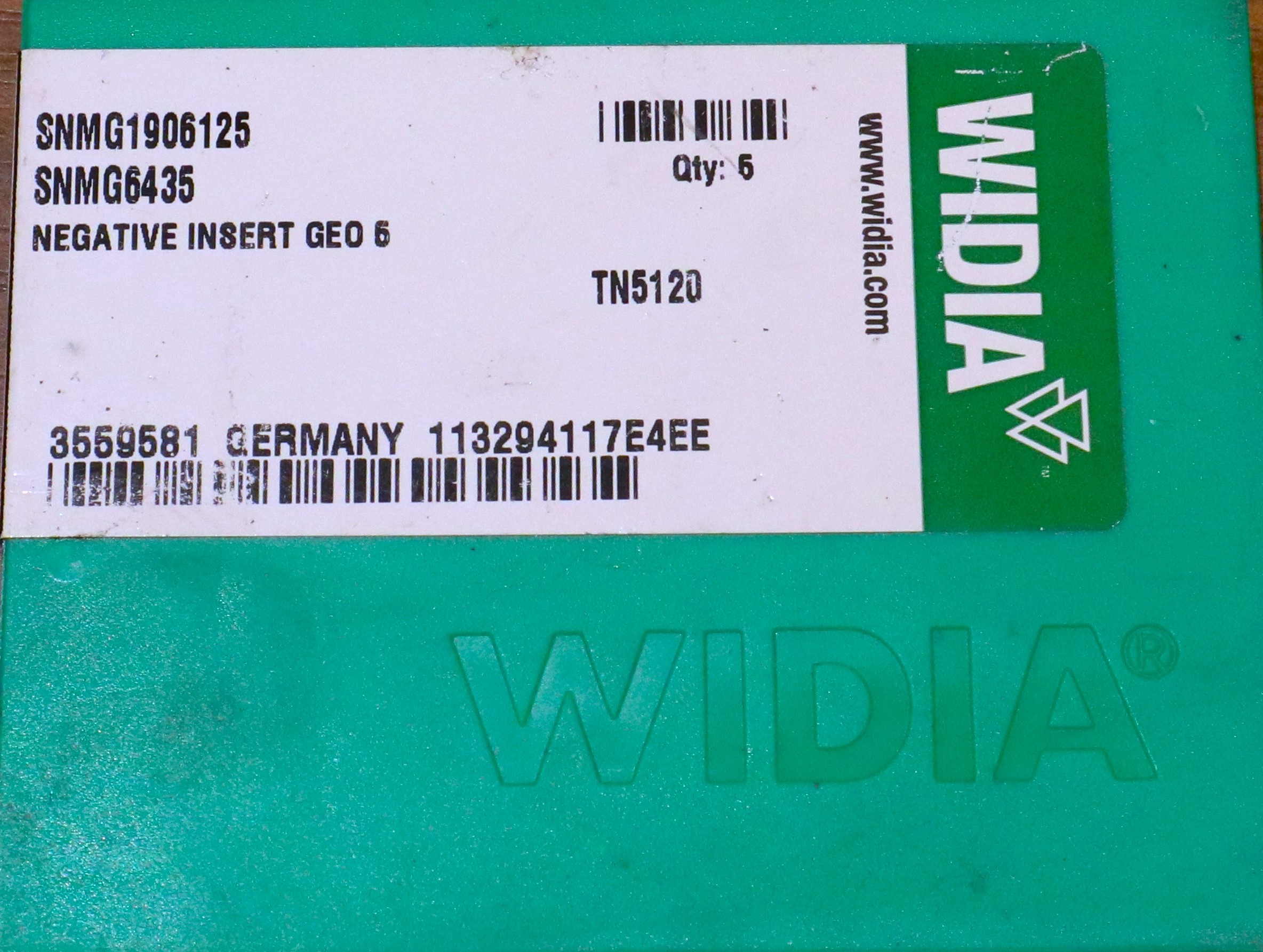 WIDIA チップ SNMG1906125 6435 5個　未使用