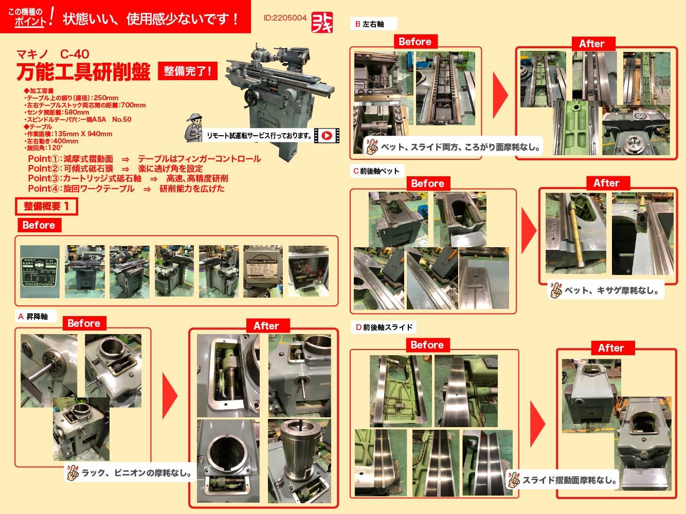牧野フライス製作所 万能工具研削盤 C-40 1986年式 | マシンライフ