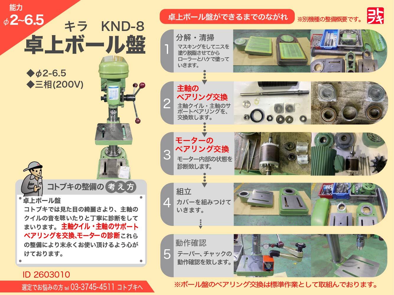 キラ 6.5mm卓上ボール盤 KND-8 | マシンライフ