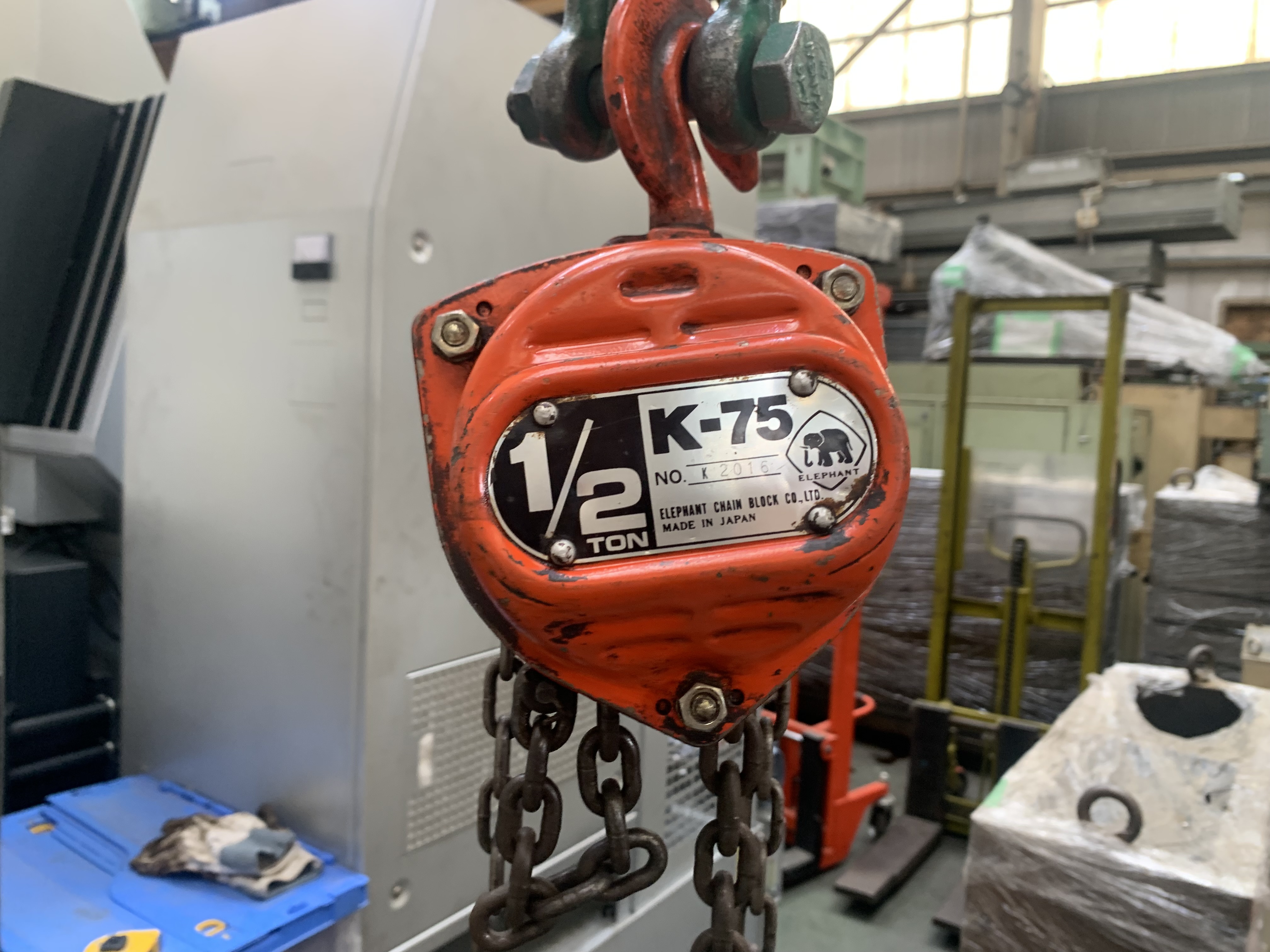 象印チエンブロック 手動チェーンブロック K-75型　1/2t（0.5t・500kg) 揚程2.4mm