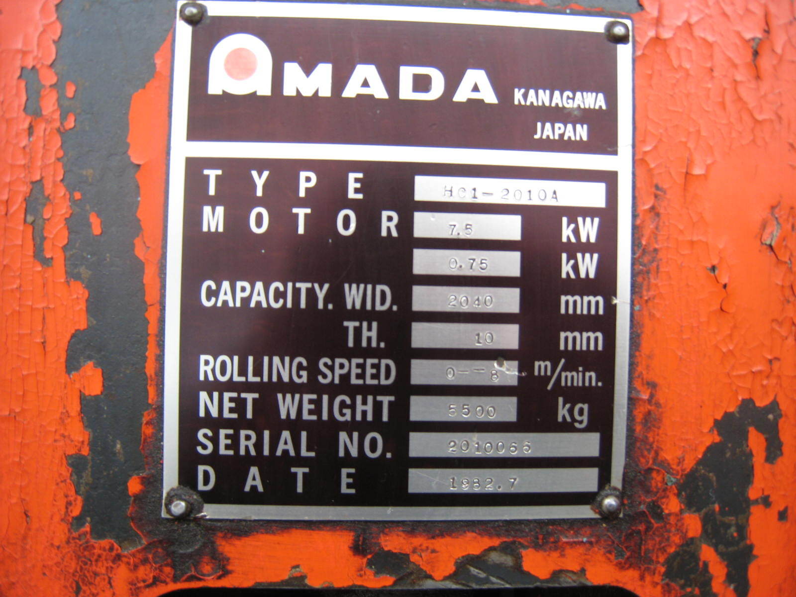 アマダ 4本ロールベンダー HC1-2010A