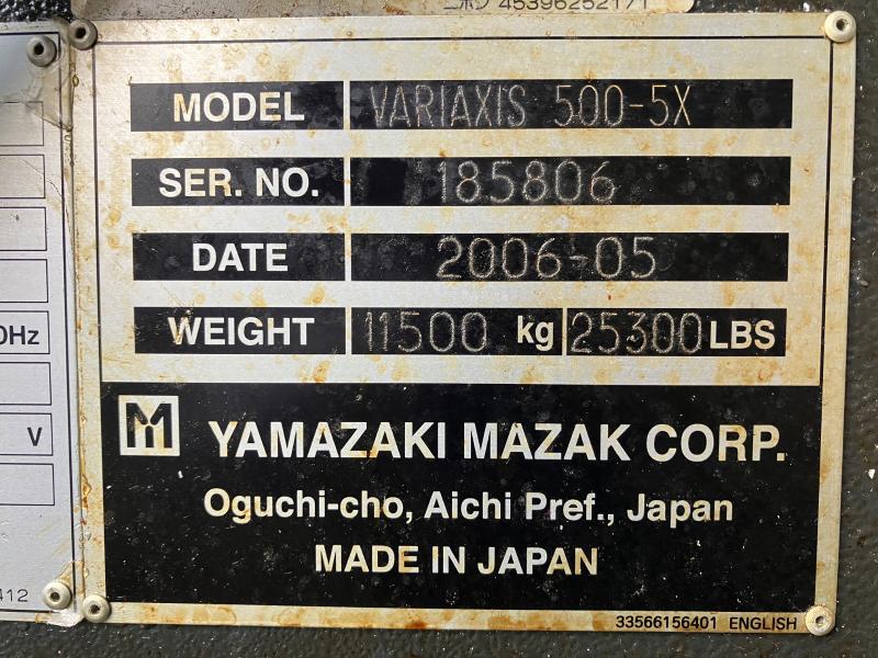 ヤマザキマザック 5軸立マシニングセンター VARIAXIS 500-5X