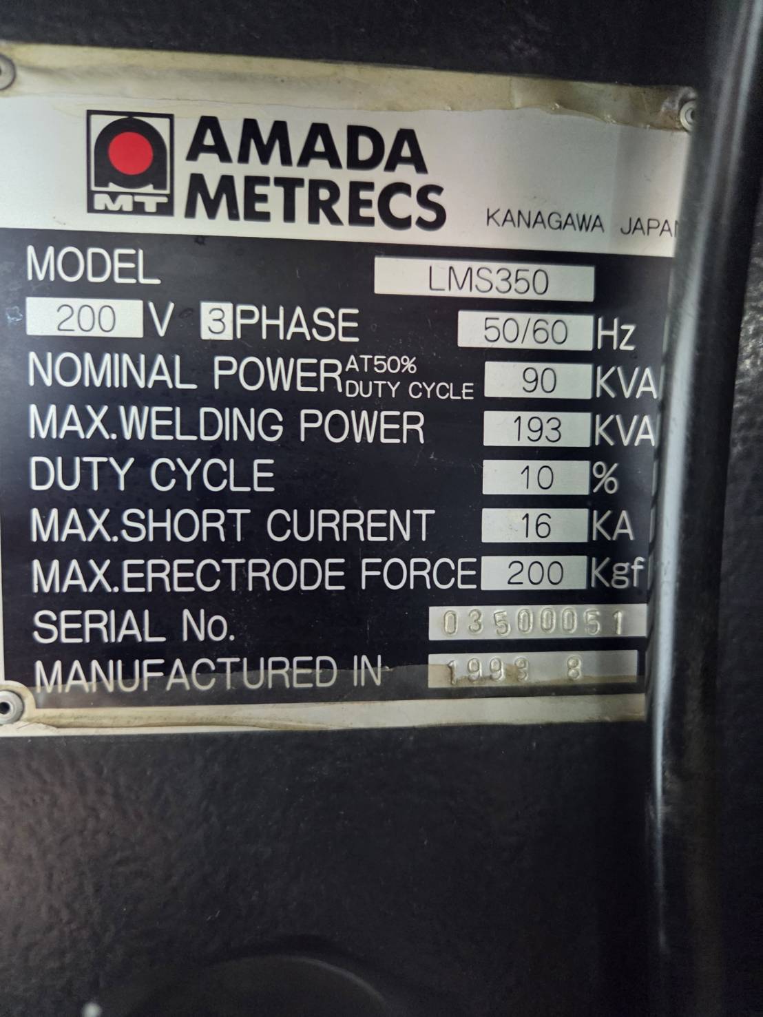 アマダ リニアモーションスポット溶接機 LMS350