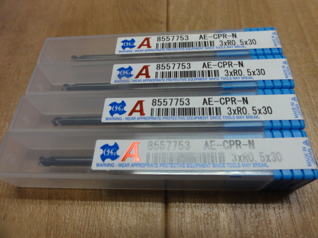 OSG｜オーエスジー 電極加工用ロングネックラジアスエンドミル3枚刃 AE-CPR-N3XR0.5X30(未使用品)