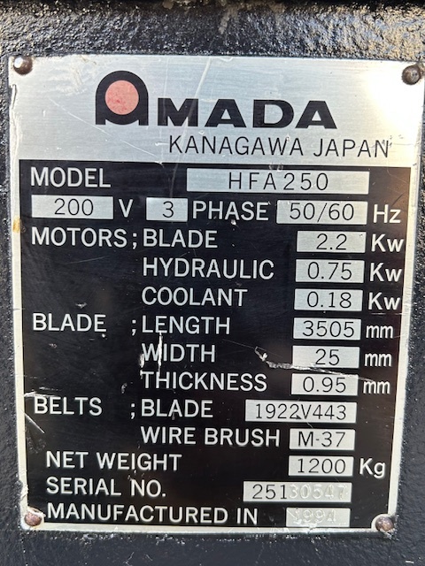 アマダ バンドソー HFA250
