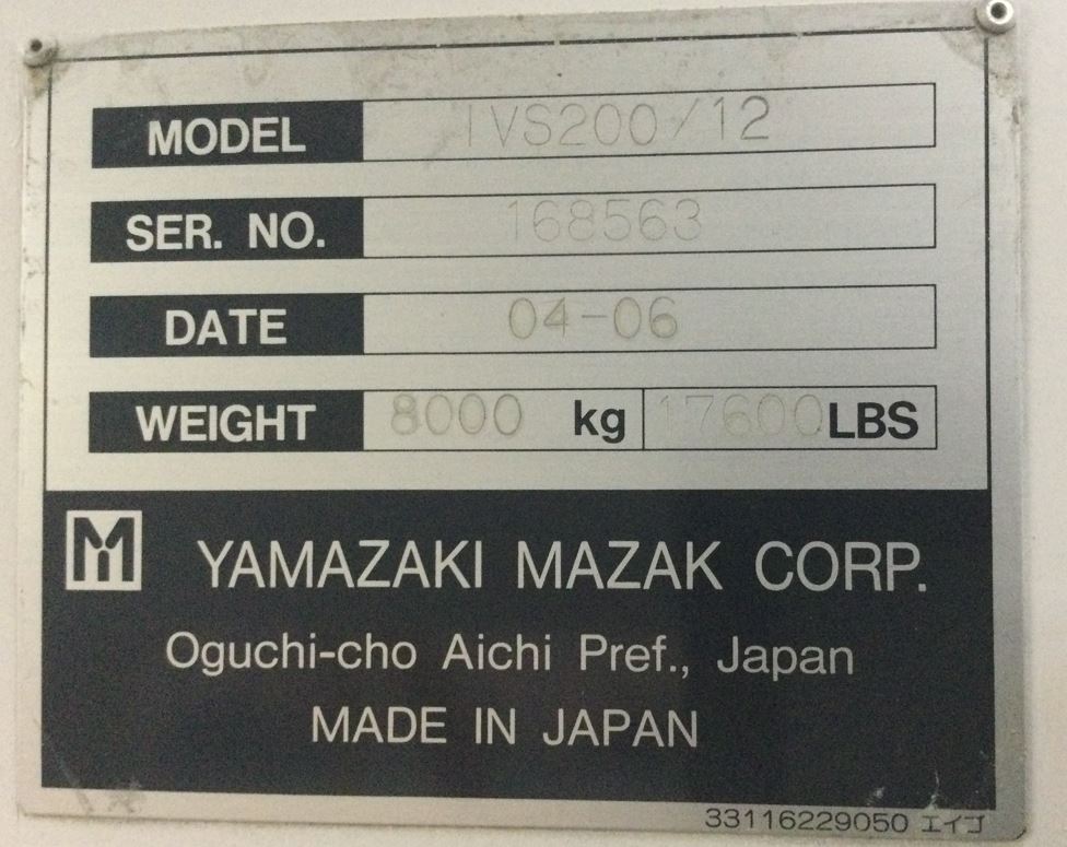 ヤマザキマザック NC立型倒立旋盤 IVS-200/12 2004年式 | マシンライフ