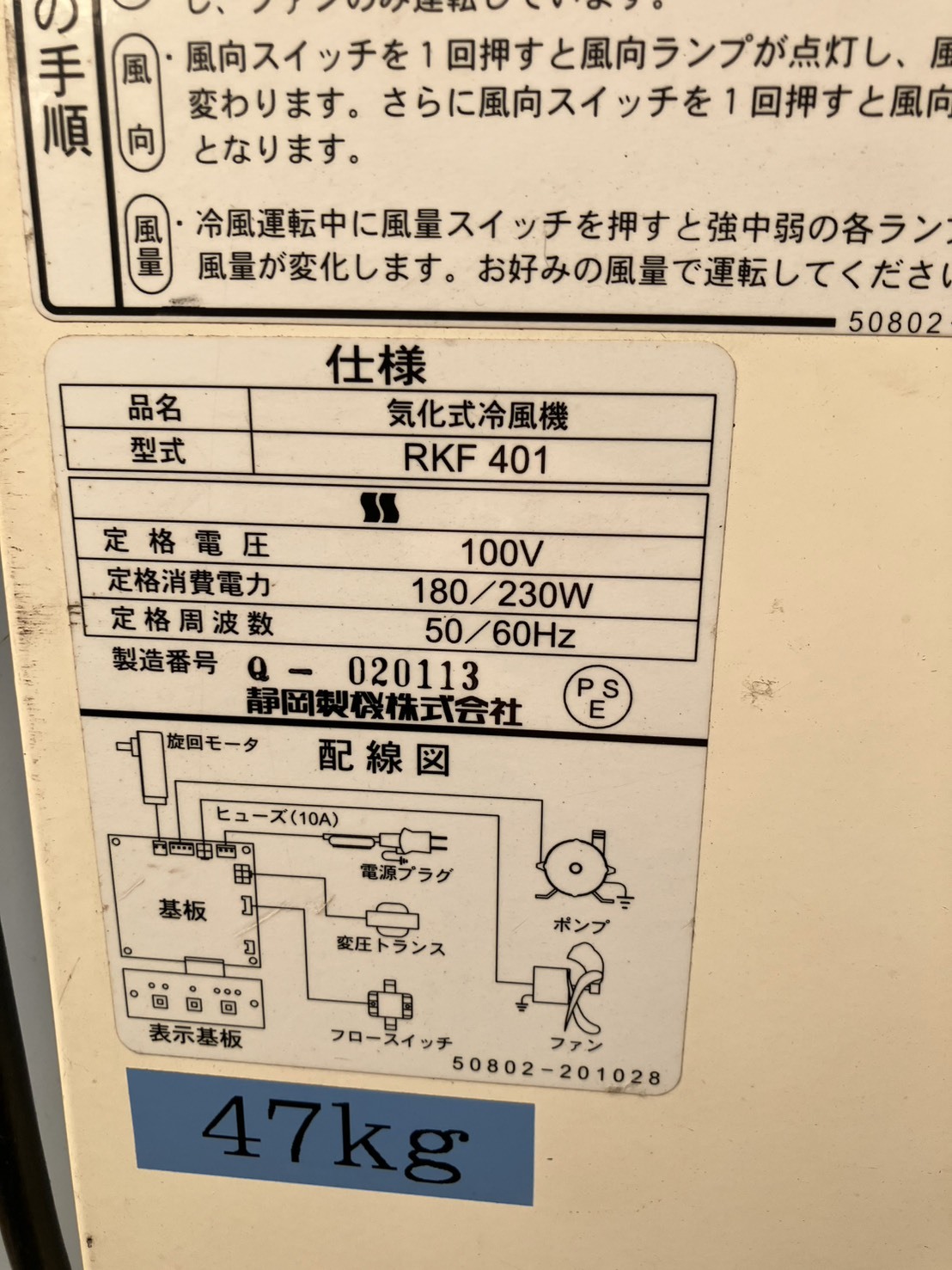 静岡製機 冷風機 RKF401