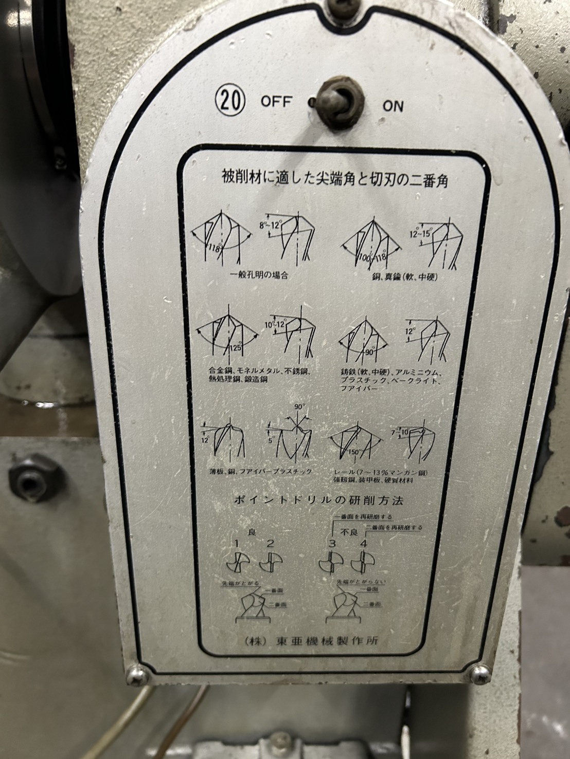 東亜機械製作所 ドリル研削盤 TDP-50M