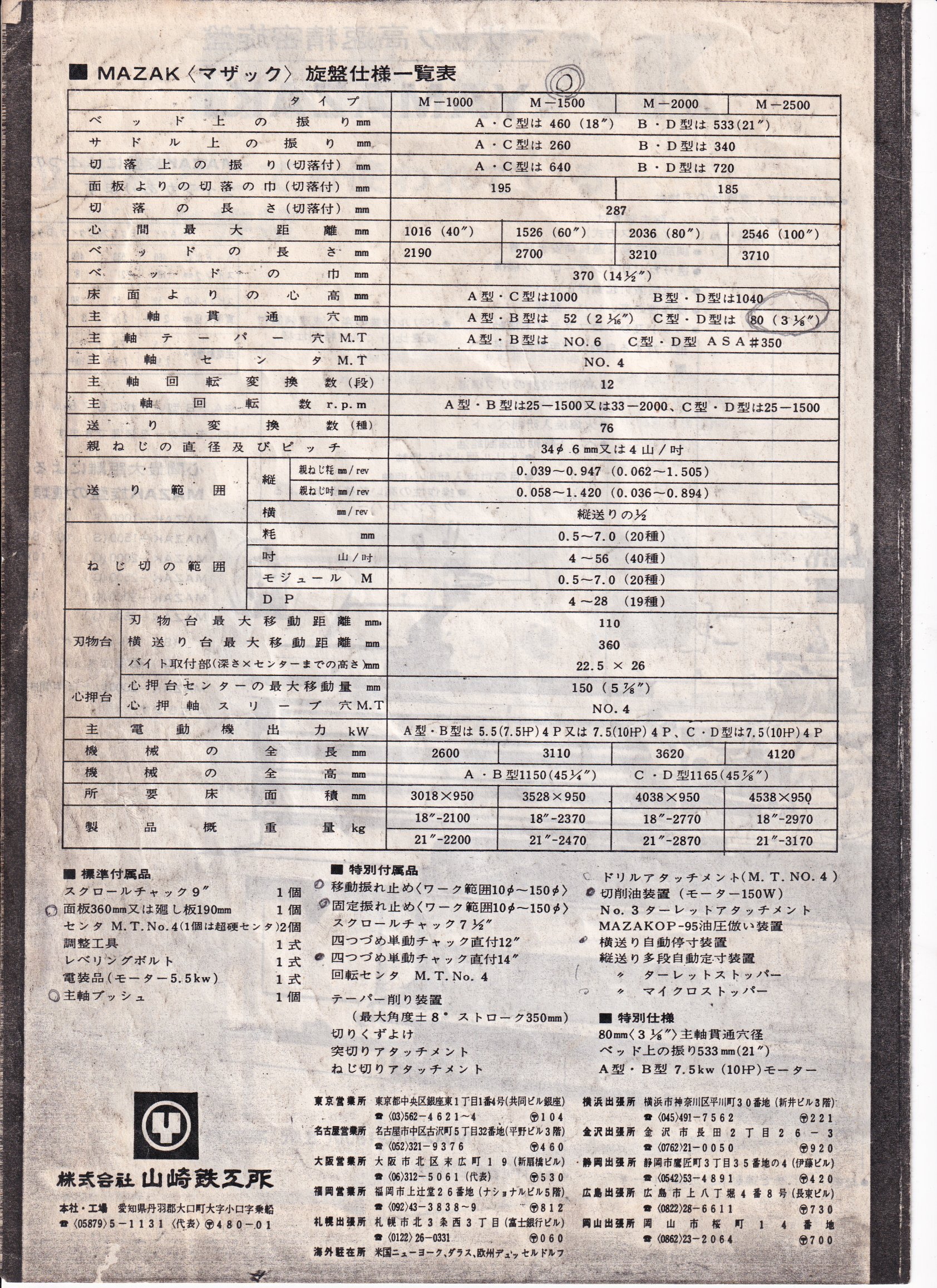 山﨑鉄工 9尺旋盤 M-1500