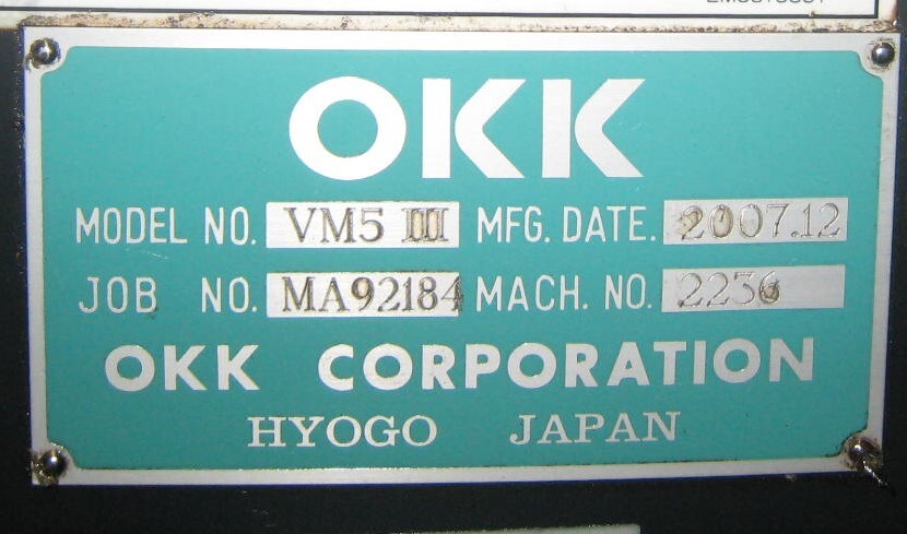 OKK BT50立型マシニングセンタ VM5Ⅲ