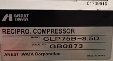 アネスト岩田 7.5kw(10馬力)レシプロパッケージコンプレッサー CLP75B-8.5D