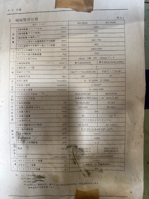 森精機 立マシニング MV-55/50