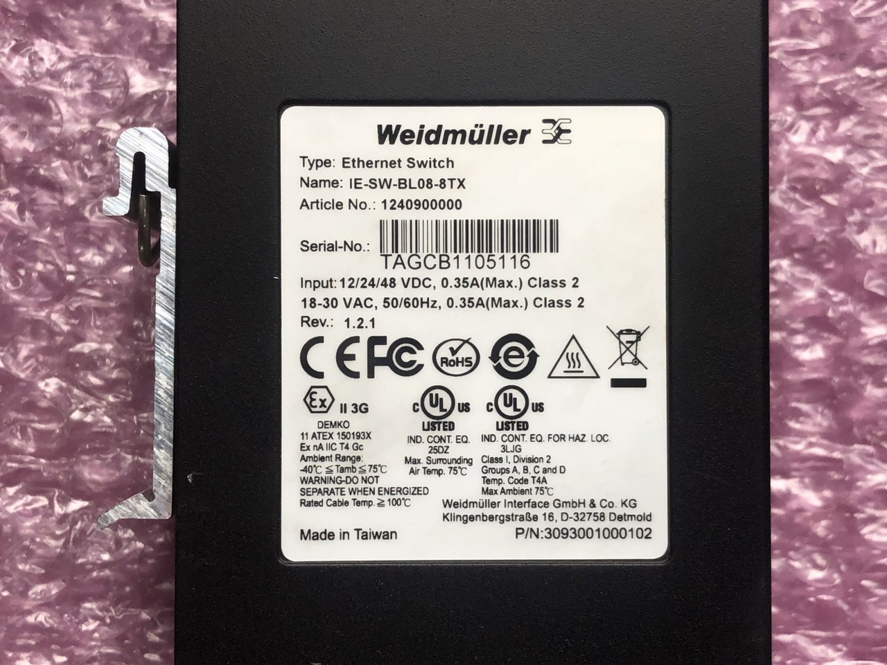 ワイドミュラー（台湾製） 産業用スイッチング IE-SW-BL08-8TX