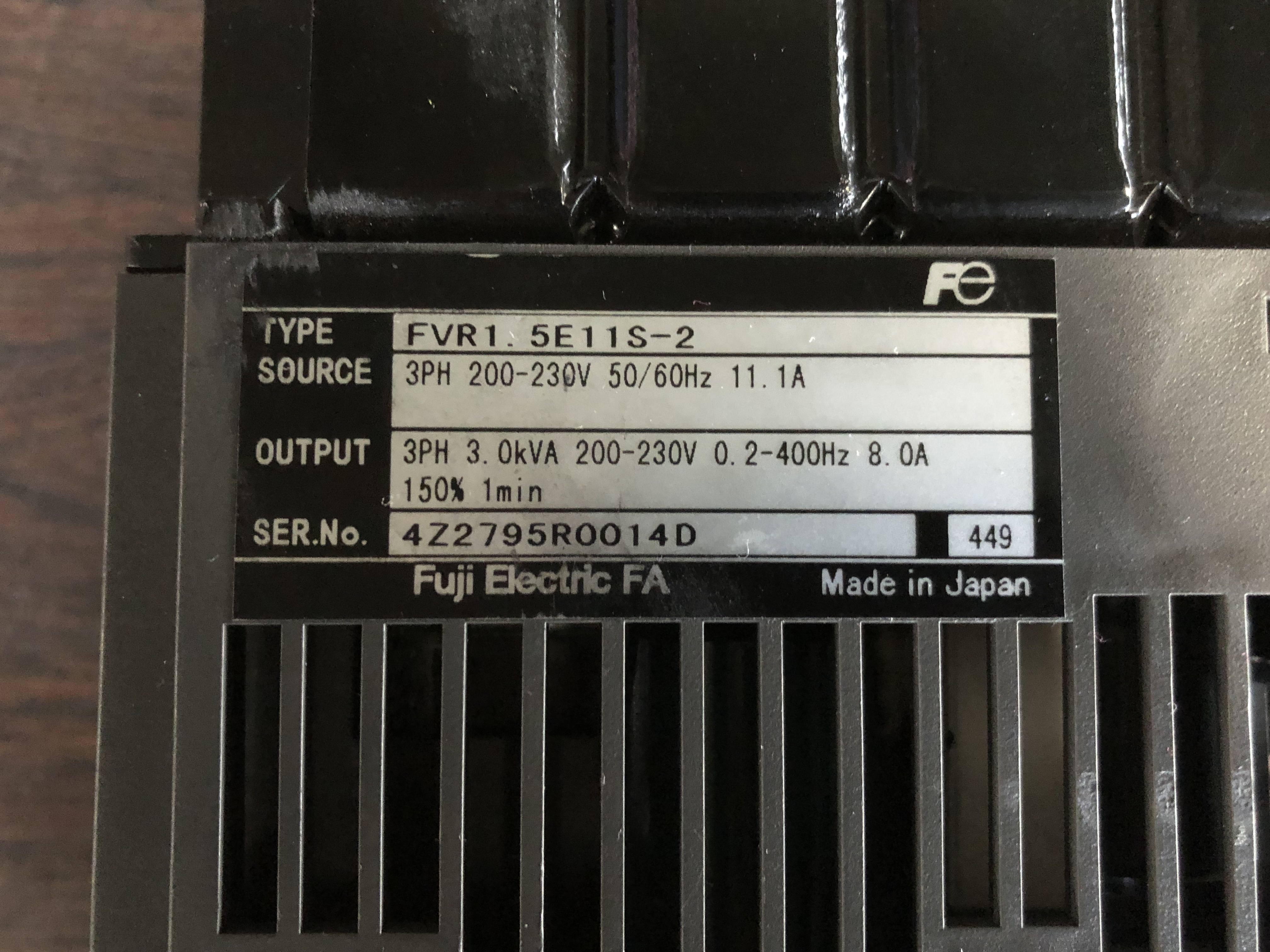 富士電機/FUJI ELECTRIC   インバーターINVERTER FVR1.5E11S-2(FVR.E11)