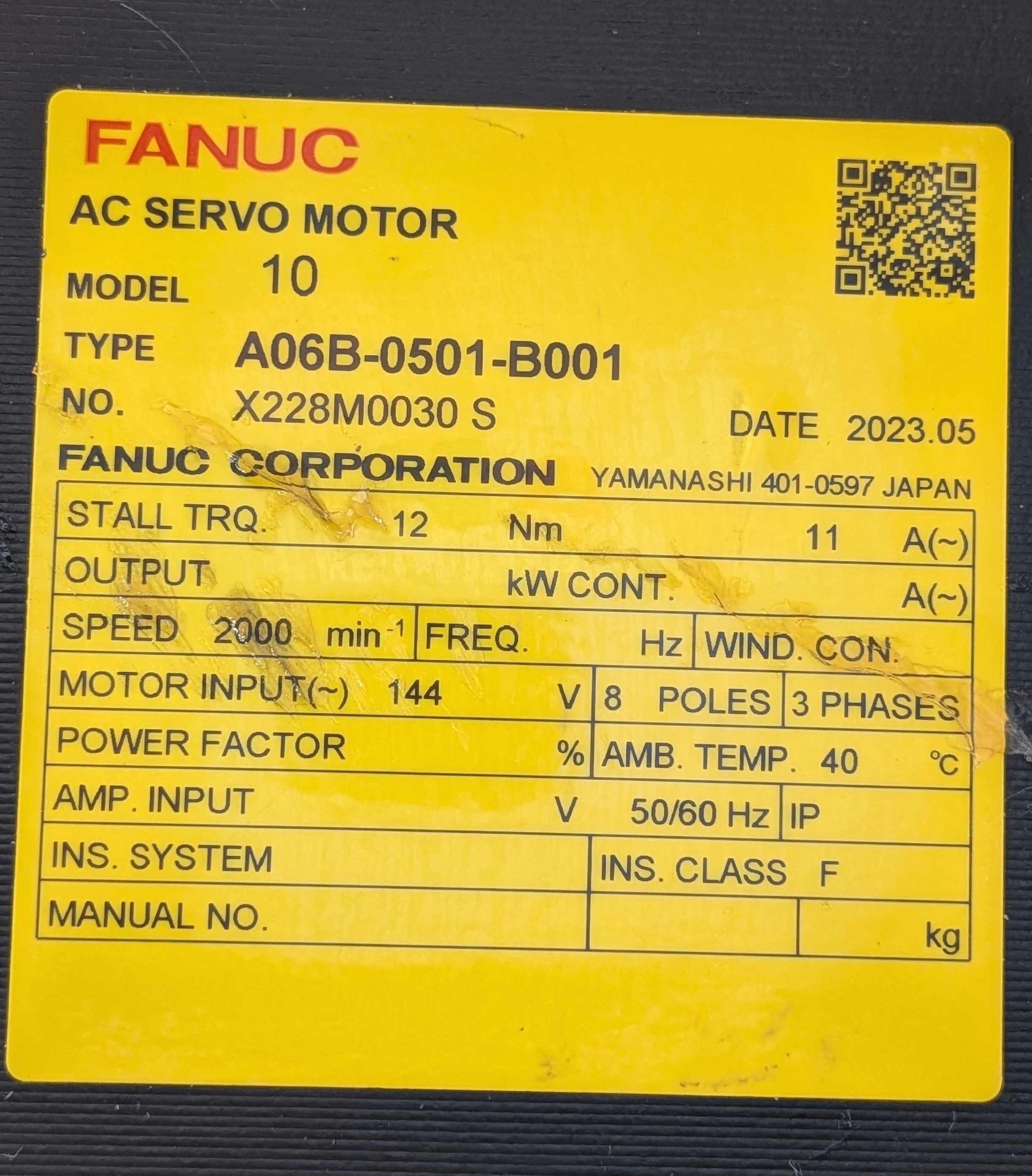 FANUC ACサーボモーター A06B-0501-B001