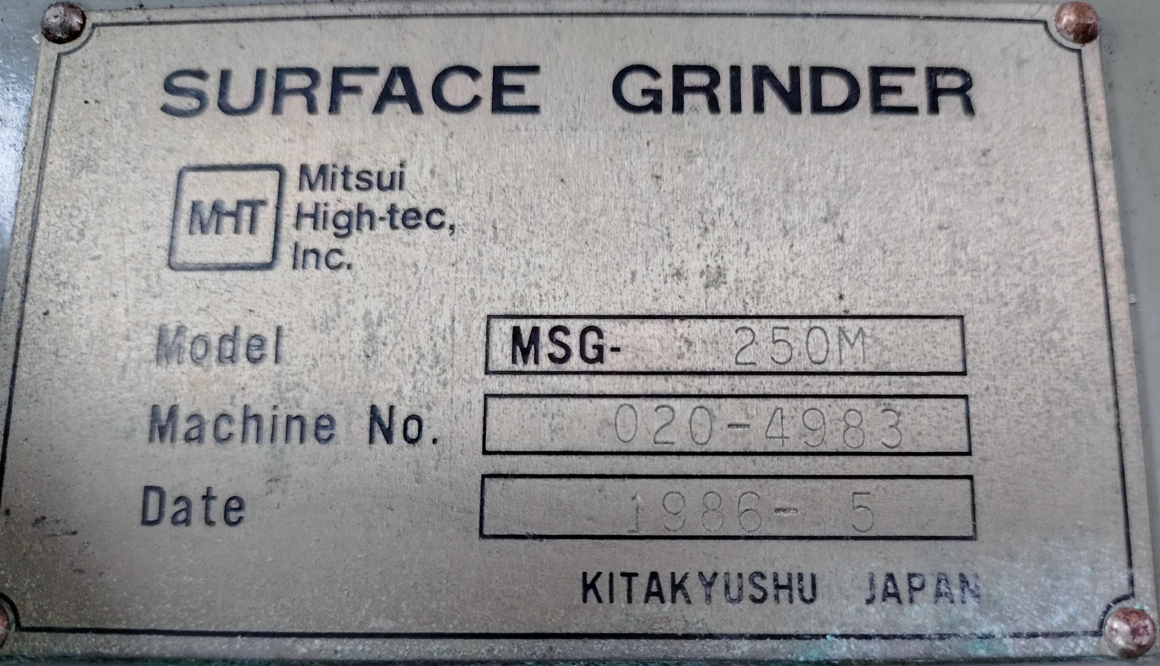 三井ハイテック 成形研削盤 MSG-250M