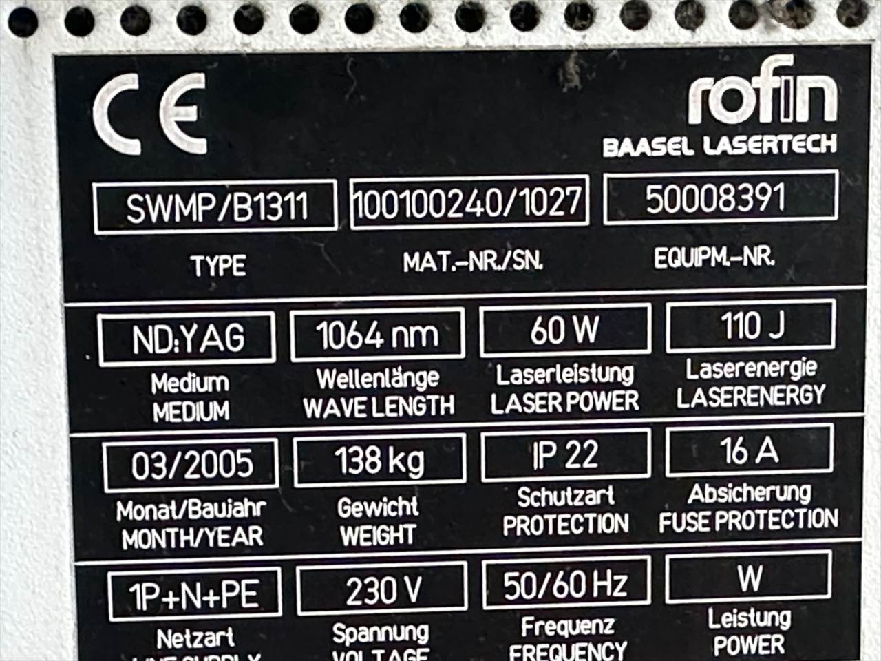 ROFIN レーザー溶接機 SWMP/B1311